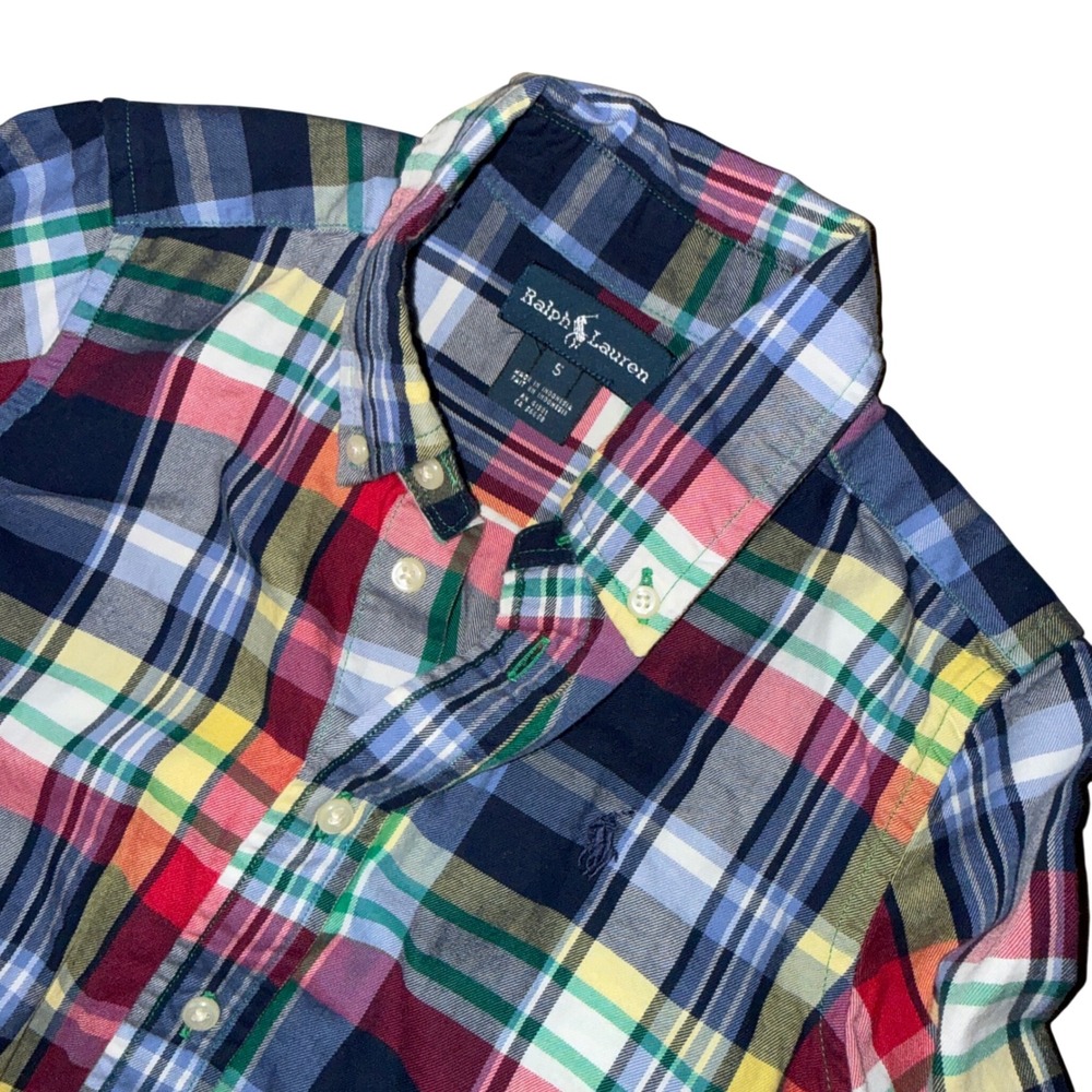 Ralph Lauren Button Down Shirt Size 5 Multicolor Plaid Long Sleeve Pony Logo